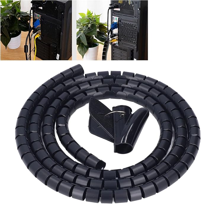 Spiral Cable Wrap Organizer 20mm | Cord Management for Home/Office/Pet Protection | Flexible Wire Tube Cuts to Length | Tidy TV/DVD/PC Cables (1.5m/4.9ft)