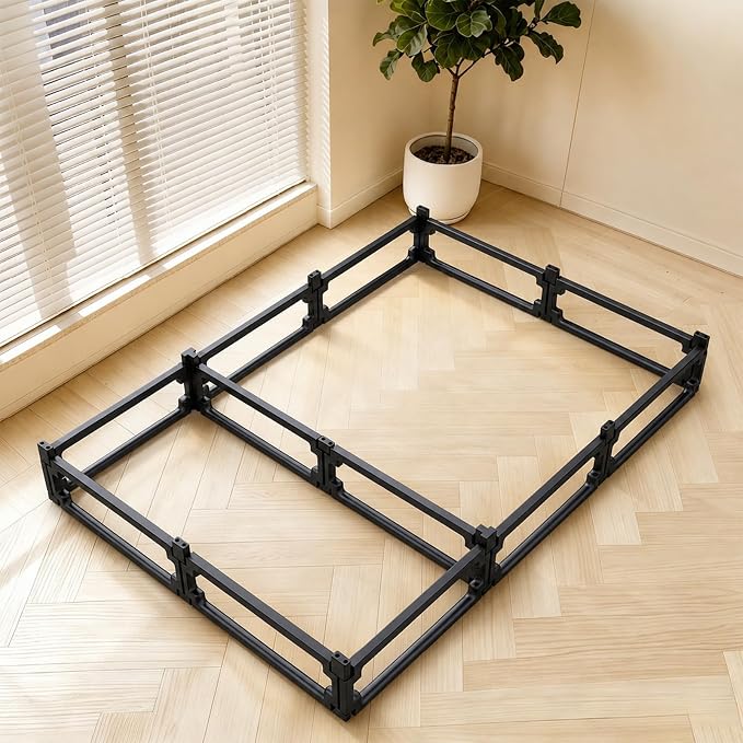 FlexiSpace Adjustable Clear Dog Play Pen, Expandable & Stackable Acrylic Dog Playpen, ONLY Dog Play Pen Indoors Grow with Your Pet Puppy Playpen (Black, 10", 12 Panels)