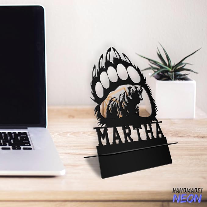 Personalized Bear Claw Phone Holder, Custom Name Metal Desk Stand, Wildlife Accessories Dock, Tablet, Smartphone Display Stands, Gifts For Friends, Animal Lovers, Teens, Christmas