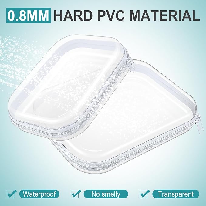 Ceenna 2 Pcs Clear Zipper Case Hard Shell Pouches,Large + Medium Set | Multiple Sizes Plastic Makeup Bags Pencil Case Organizer Diaper Bag Pouches Clear Travel Toiletry Bag for Women