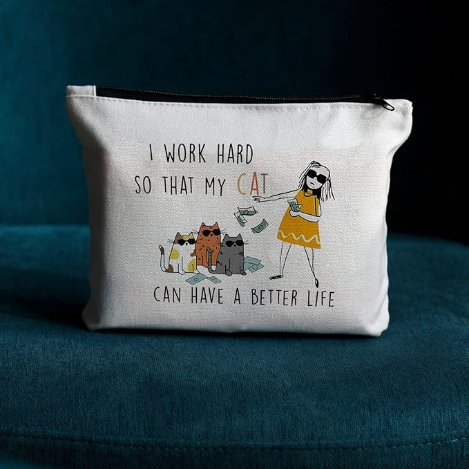 Funny Cats Makeup Bag, Cat Lover Gifts Cosmetic Bag, Cute Cat Gifts | Portable Travel Toiletry Bags, Christmas Birthday Gifts for Women Girls Sister Friends Cats Mom