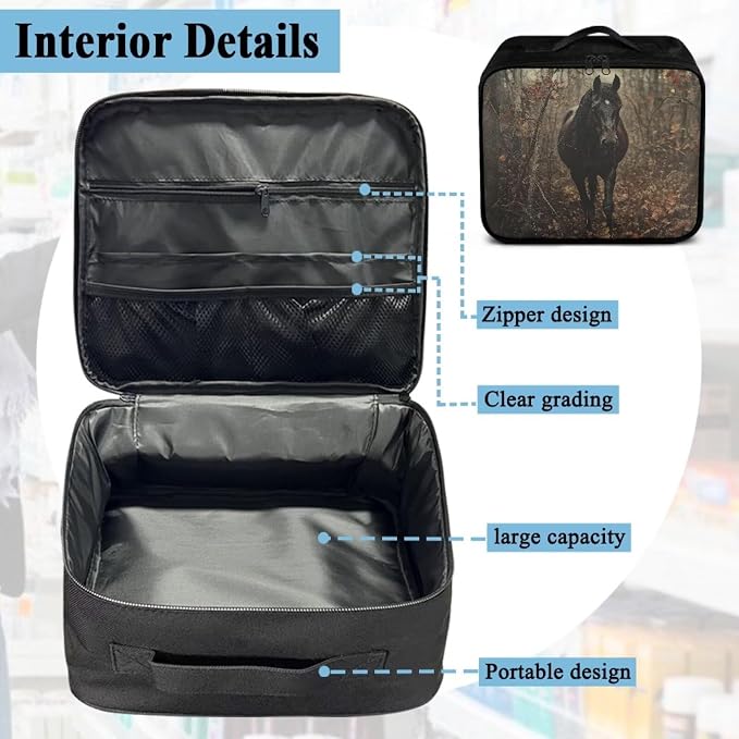 Rnyleeg Horse Hunting Empty First Aid Kit Organizer Large Capacity First Aid Bag with Handle Waste Resisitant Emergency Medical Kit for Home