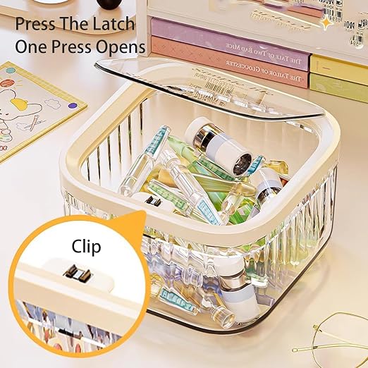 Mini Clear Coffee Pod Holder with Lid-Small Food Storage Organizer Bins-Clear Plastic Bins for Pantry, Kitchen-Cabinet Organization and Storage (1.9L/0.5 Gallon)