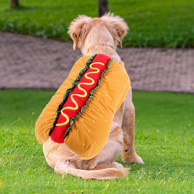 Hot Dog Pet Costume XL, Dog Cat Halloween Hamburger Costume Clothes | Festival Cosplay Apparel for Dogs and Cats, Comfortable Warm Festival Pet Outfit for Holiday Party Decor, Photography Props