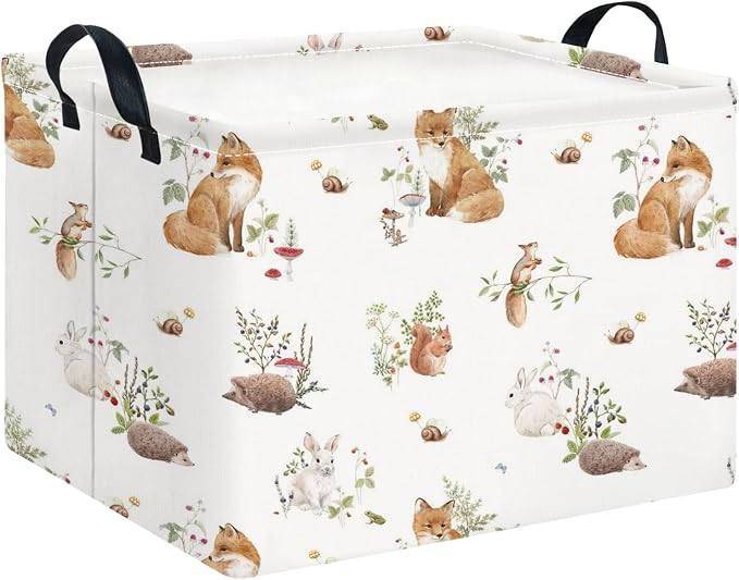 CLOCOR Rectangular Storage Basket,Collapsible Storage Bin,Waterproof Books Box(Fox)