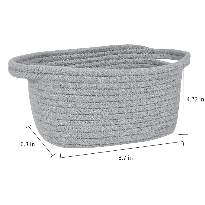 ABenkle Small Storage Basket, Mini Basket, Cute Tiny Cotton Rope Woven Baskets, Shelf Storage, Boho Decorative Toy Storage Bin Gift Baskets