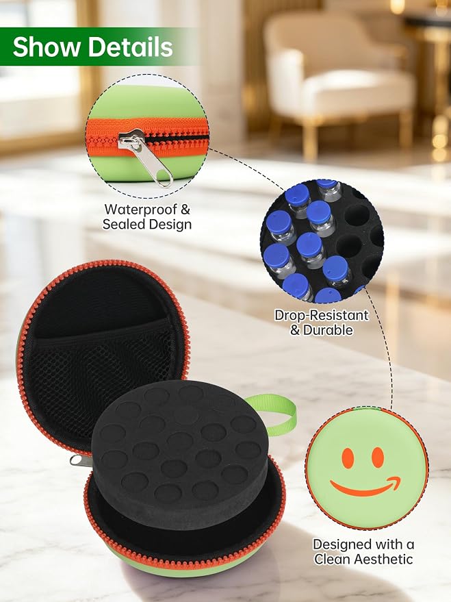 19-Slot Peptide Case for Fridge ＆Travel, Peptide Storage Case for 3ML Vials | Vial Holder Storage for Insulin Vials, Peptide Vials, Ampoules, Sample Vial ect. Fits Diabetics, Traveler, Lab ＆ DIY, Orange
