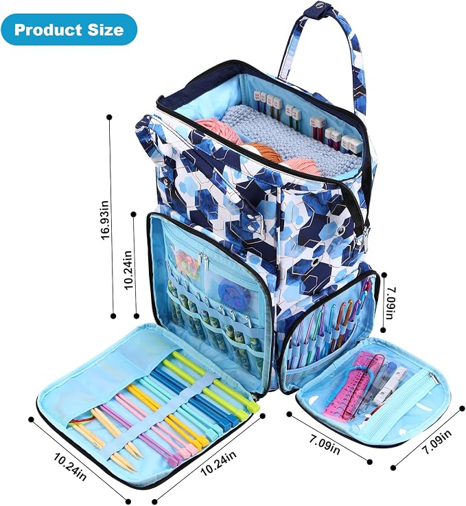 crochet bag,knitting bagBackpack and Tote Bag Storage Bag ，Large capacityYarn Storage Organizer Travel Crochet Bag Women Carrying Crochet Accessories Knitting Needles Crochet
