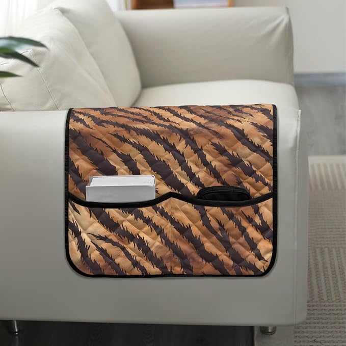 Sofa Armrest Cover Stretch Couch Arm Covers Breathable Armrest Covers for Chairs Arms Protector Keep Home Clean Scratch-Resistant Sofa Arm Cover Protect Armchair Decor Tiger Pattern