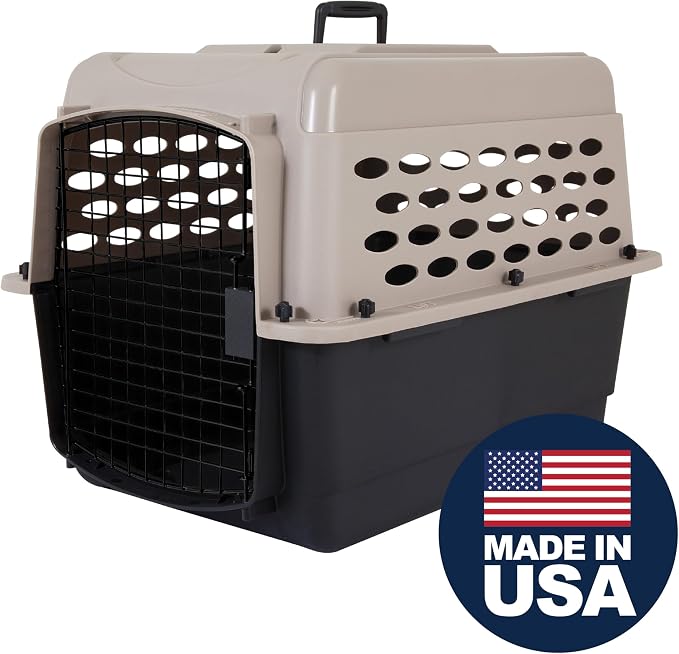 Petmate Vari Dog Kennel, Portable Pet Carrier, Taupe and Black, 28in | Airline Friendly and Made of Durable Plastic, This Pet Crate Works Great for Home and Travel