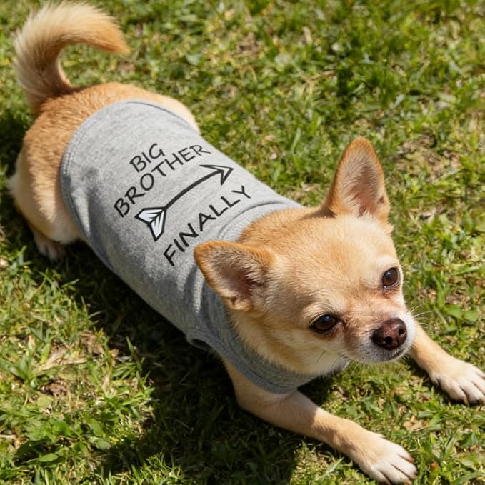 Breathable Pet Tank Top for Dogs Cats, Big Brother Print Dog Clothes Apparel, Cotton Lightweight Puppy Vest for Chihuahua Teddy Yorkie French Bulldog (Neck Girth 12.99'')