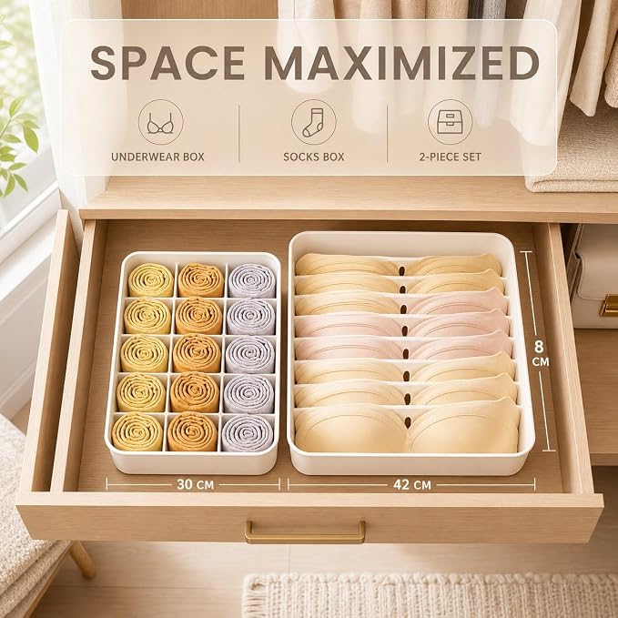 Wardrobe Drawer Divider Organizer, Stackable Drawer Divider for Underwear and Socks, Bedroom Use