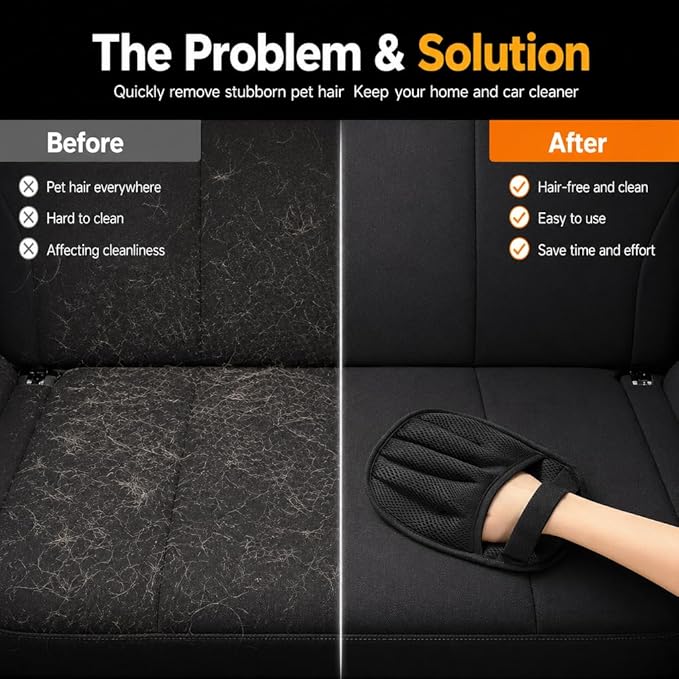 Pet Hair Removal Glove for Cats and Dogs - Electrostatic Pet Hair Remover Gloves, Reusable Magic Brush Tool for Couch, Furniture, Car & Laundry (1 PCS)