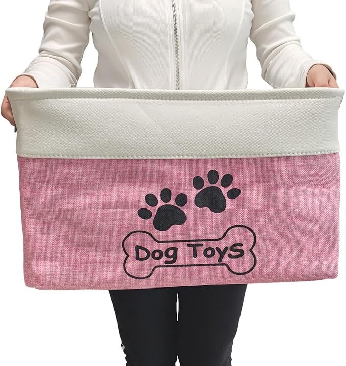 Large Dog Toy Basket Foldable Dog Toy Box Dog Toy Bin for Pet Accessories