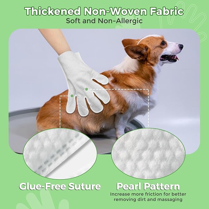 Vannon Extra Thick Pet Bathing Wipes for Dogs & Cats, Cleaning & Odor-Controlling Grooming Gloves, Nourish Fur Glove Wipes for Daily Care and Traveling, Rinse Free, Coconut Scent, 3 Pack, 18 PCS