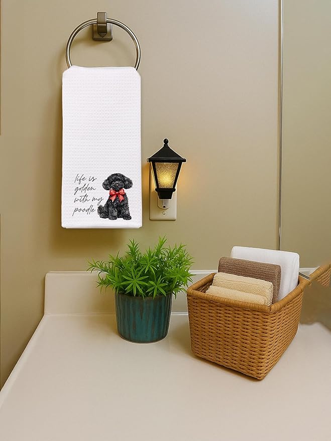 Goldendoodle Hand Towels for Bathroom - Black Golden Doodle Poodle Kitchen Dish Tea Towels, Goldendoodle Dog Mom Gifts for Dog Lovers/Women, Golden Doodle Gifts for Mothers Day/Christmas