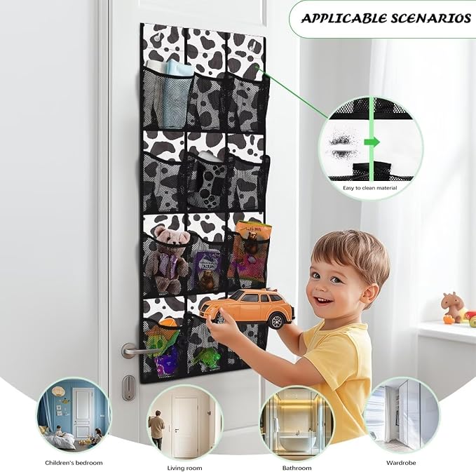 Cow Pattern Behind Door Shoes Hang Holder Rack,Storage for Small Spaces,Shoes Hanger Storage Organizer Bag for Bedroom Unique Print