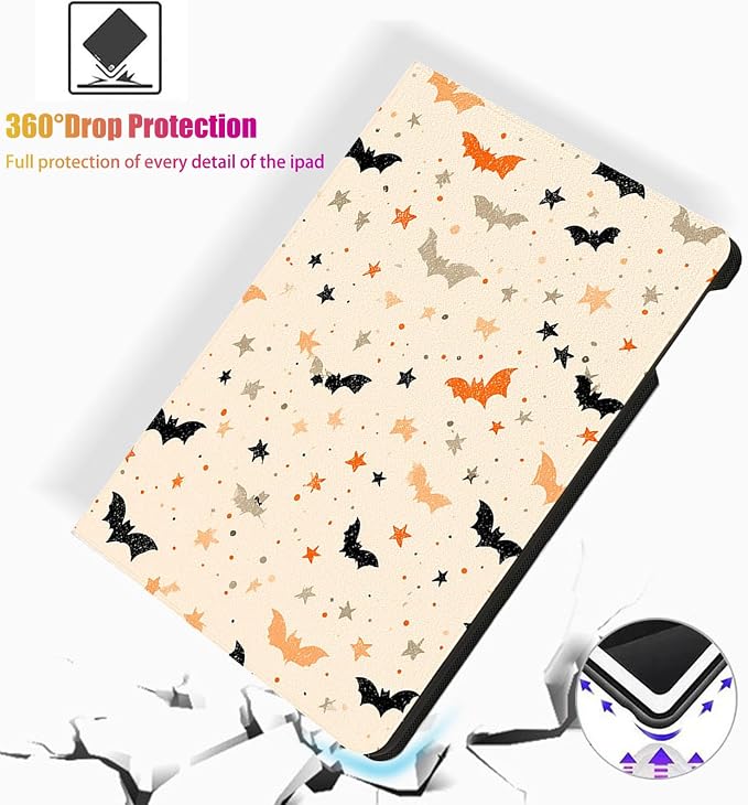 for Microsoft Surface Pro 8-13" 2021 Tablet Case,Auto Wake/Sleep,Adjustable Stand Protective Cover - Halloween Bat Star