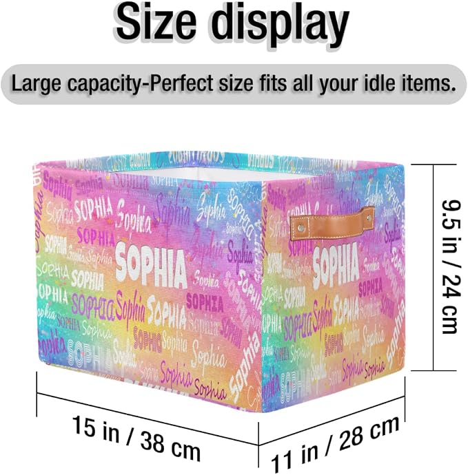 Custom Rectangle Storage Basket for Rooms, Watercolor Colorful Pink | Organizing Boys Girls Pets Toys Closet Shelf Clothes Books