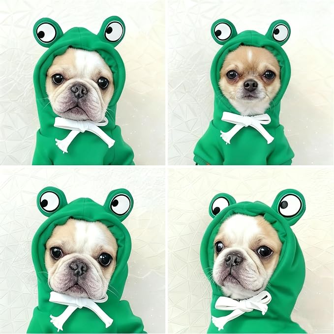 Pet Clothing Dog Transformation Shaped Hoodie (Frog,M) | Autumn and Winter Warm Small Large Dog Method Dou Cat Clothes For French Bulldog Chihuahua Pug Boston Terrier Dachshund