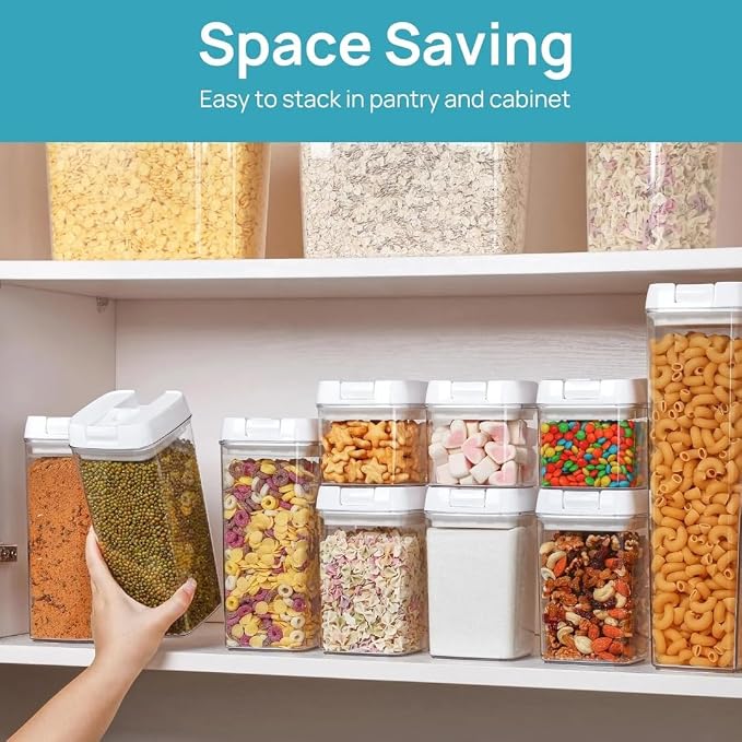 Food Flip‑Tite Airtight Storage Containers 1.2L (2‑Pack), BPA‑Free Acrylic, Easy One‑Hand Flip Lid, Stackable Pantry Jars for Snacks, Coffee, Pet Treats & Small Kitchen Items
