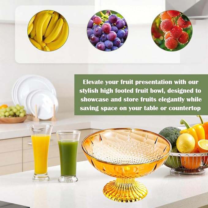 Decorative Pedestal Bowl Dessert Display Snack Tray Footed Fruit Bowl for Dining Table Kitchen Counter Home, B Brown