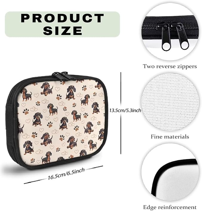 Cute Dachshund Dog Pattern Pet First Aid Kit for Dogs Hiking,Dog Emergency Kit Bag Small First Aid Bag Empty First Aid Pouch Medicine Bag Medical Kit