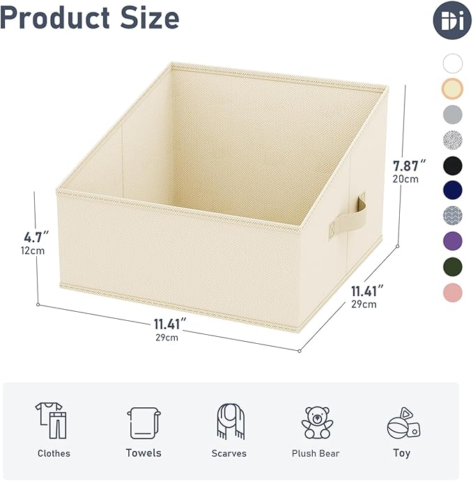 DIMJ Closet Storage Bins 8 Pack - Fabric Trapezoid Closet Organizer Bin, Foldable Storage Baskets for Shelves, Closet Shelf Organizer, Clothing Storage Box for Toys, Books, Towel, Clothes