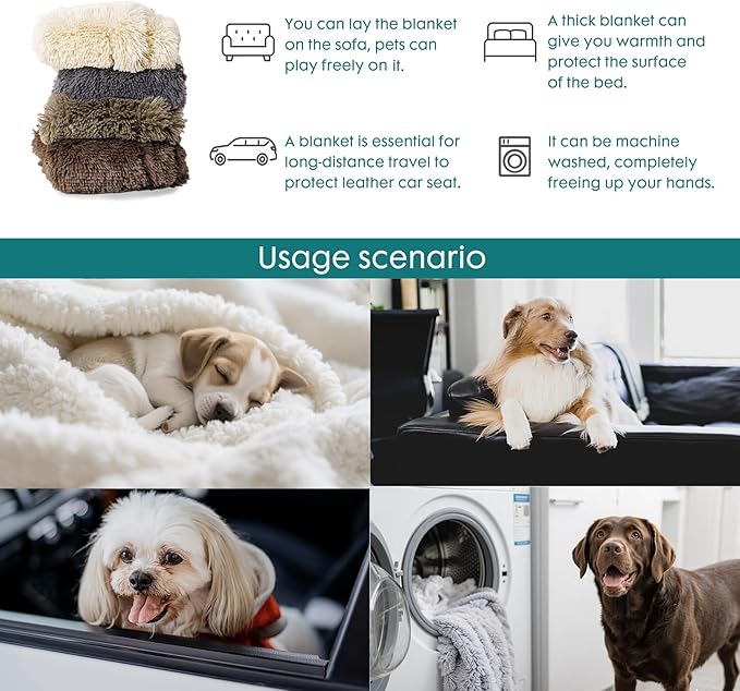 gogobunny Waterproof Dog Blanket, 33x77 Inch, Cream | Waterproof, Couch & Furniture Protection, Super Soft Reversible Throw, For Large Dogs & Cats, Calming Washable Fur & Sherpa