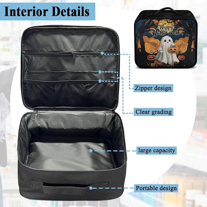 Halloween First Aid Kit Bag Ghost Pumpkin Empty First Aid Bag Medical Bag Empty Large Capacity for Home Office and Travel Use Lightweight Washable Soft Fabric