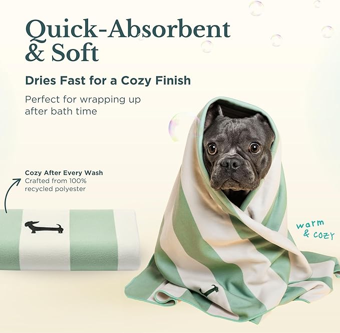 Nina Woof Bath Kit for Dogs & Puppies – Grooming Set with Recycled Polyester Towel, Silicone Brush & Lick Mat – Stylish At-Home Dog Bath Kit, Perfect Dog Gift
