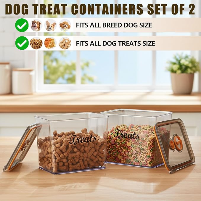2Pack Pet Food Storage Containers,Airtight Dog Treat Container,Dog Food Storage Container with Tachometer Wheel for Customizing,Suitable for Pet,Bird Seeds,Dog & Cat Treats