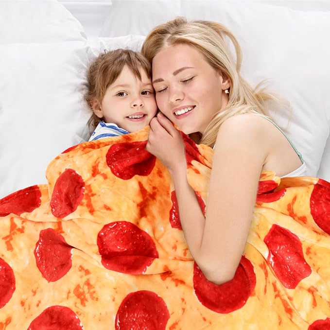 Bnuitland 71 Inches Pizza Funny Blanket, 300 GSM Double Sided Giant Funny Novelty Realistic Food Blanket for Adults and Kids, Super Soft Flannel Throw