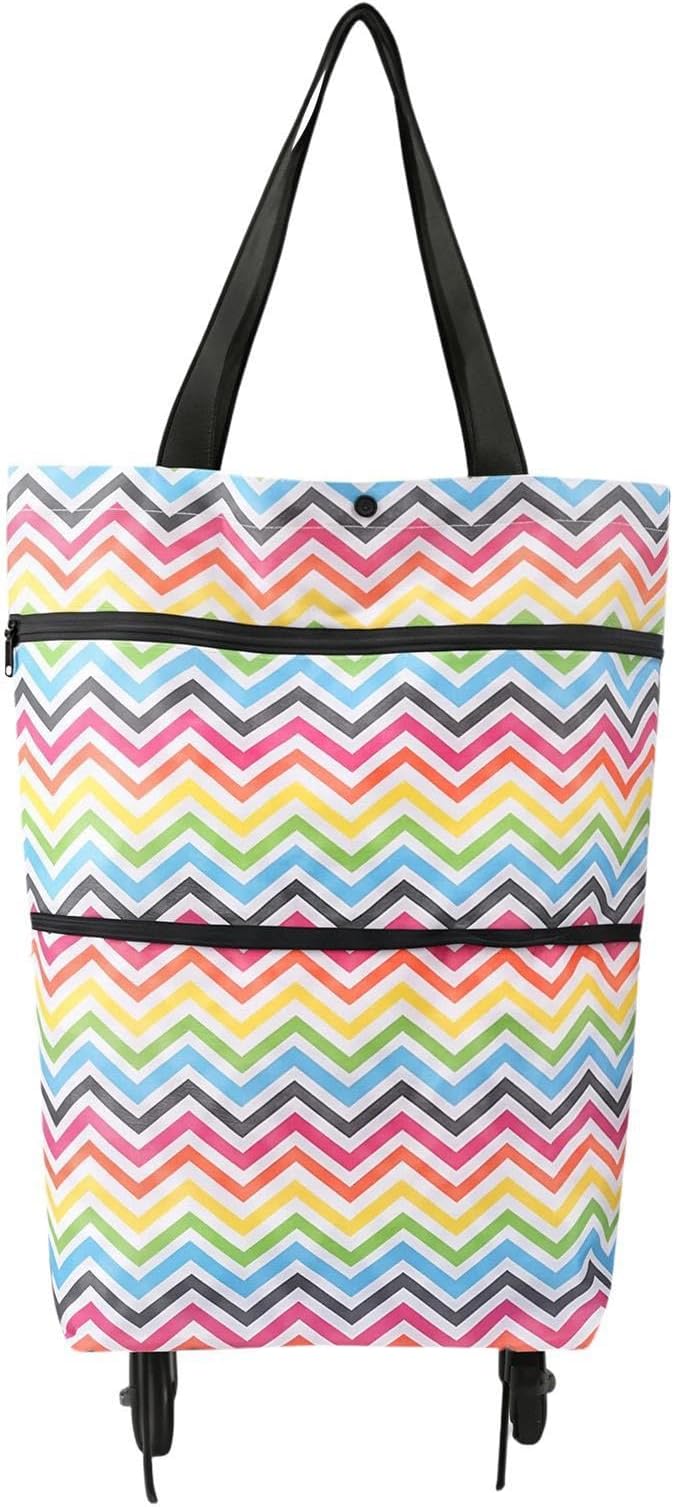 Rolling Shopping Bag, Heavy Duty Portable Tote, Compact Folding Cart Bag | Outdoor Shopping Cart Bags for Market Travel Apartment Commuting Cabinet Picnic Camping Car Truck Laundry Pet Storage