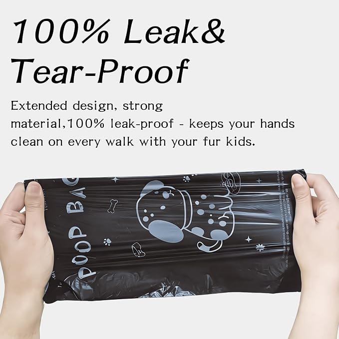 Dog Poop Bags Rolls with Dispenser 120 counts 13x9 in Black | Scented Poop Bags for Dogs Extra Large Guaranteed Leak Proof and Extra Thick, For poop bags for dogs Walking and Cat Litter