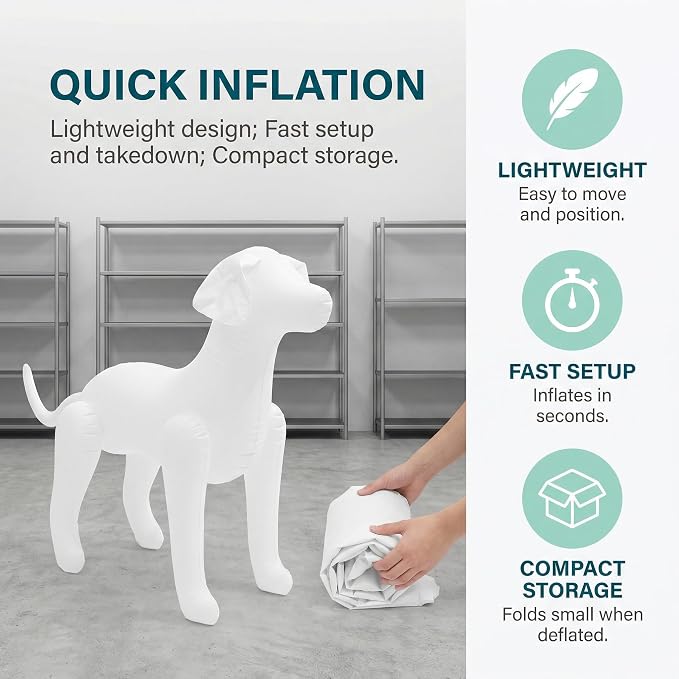 Toddmomy Inflatable Dog Mannequin Standing Display Model for Dog Clothing Pet Shop Display Stand Pet Clothing Exhibition and Grooming Counter 31.49 X 22.04 X 11.41 in