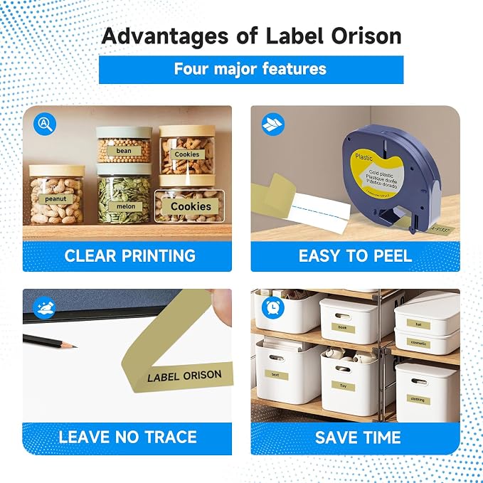 Compatible with LetraTag Refills Label 91337 Thermal Film Tape Cassette Compatible with DYMO Label Maker LT100H LT100T Plus,Black on Gold 1/2 Inch x 13 Feet 12mm x 4m,5Pack