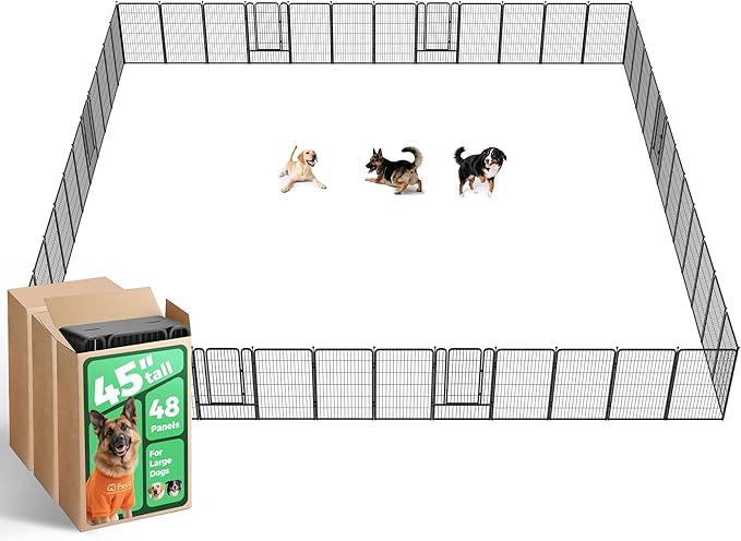 FXW Rollick Dog Playpen, Indoor, Yard & RV Camping, 45" H, 48 Panels | Easy setup, Heavy-duty, DIY layouts, for Large Dogs, Patented
