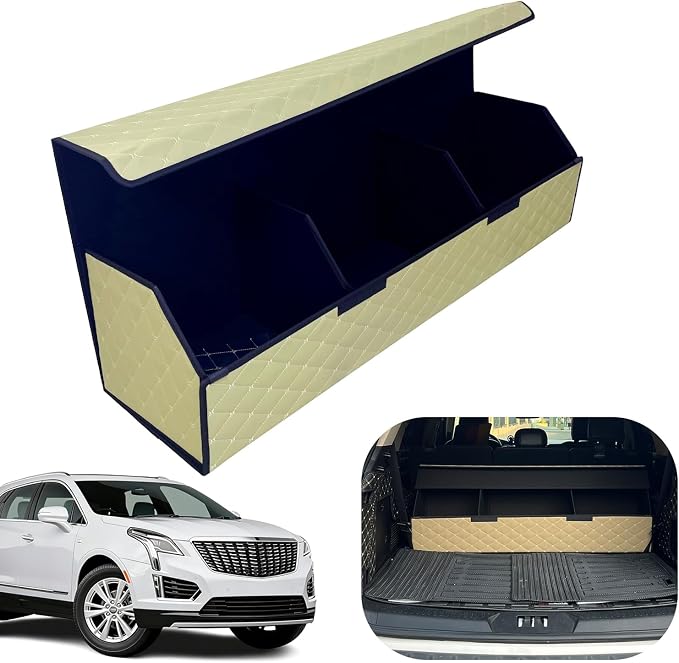 Car Trunk Organizer for For Cadillac XT5 - Custom Fit,Easy Installation，Large Space Outdoor Trunk Organizer with Leather,Hook and Loop Fastener,4-Layer Cover,For Cadillac XT5 2017-2025