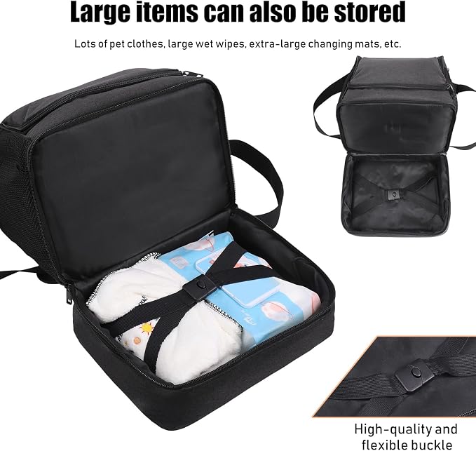 Dog&Cat Grooming Supplies Bag,Adjustable Compartments Grooming Bag for Pet | Wall Mounted Dog Grooming Bag/Cat Grooming Bag for Dog Clippers/Wipes/Hair Remover/Nail Trimmer/Brush/Comb/Shampoo
