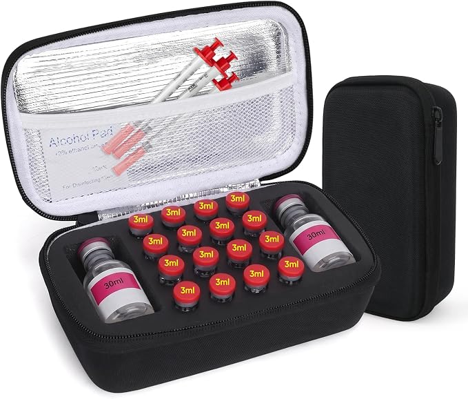 Peptide Case for Fridge | Vial Case for 3ml/30ml, Peptide Vial Storage Safe | Compact & Portable Peptide Case, Easily Wipes Clean, Lightweight, TSA Approved, Weight Loss Peptides Storage Case
