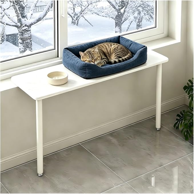Window Shelf Extender with Adjust Support Stand, Multi-Purpose Countertop Extension Board, Windowsill Extension for Pet Bed/Appliances(White,31.5"x10"/80x25cm)