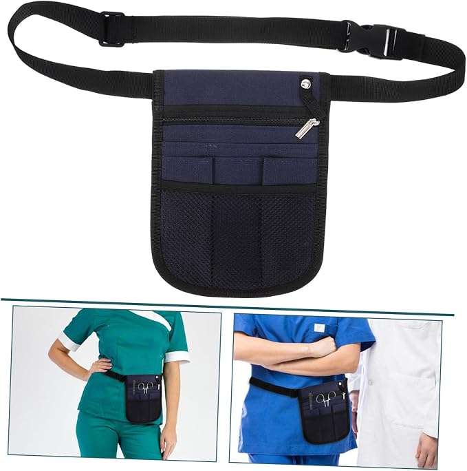 Beaupretty Versatile Nurse Fanny Pack for Women Oxford Cloth Waist Bag Multiple Compartments Portable Organizer for Nursing Supplies and PET Care