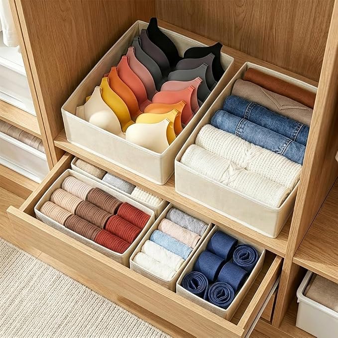 Drawer Organizer Clothes Storage - 12 Pack Dresser Organizer for Bedroom, Foldable Closet Drawer Organizer Bins for Bedroom Organization, Fabric Storage Dividers for Socks, Underwears, Bras