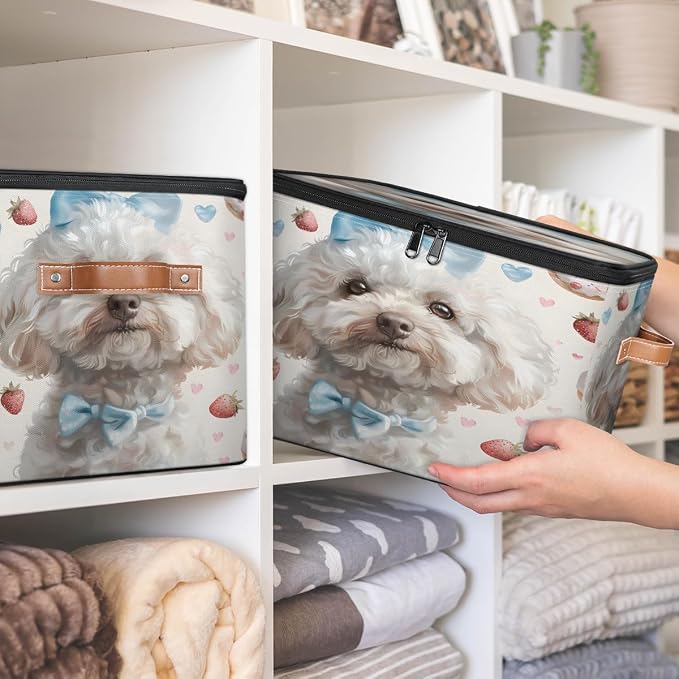 Cute Dog Storage Box with Zipper Lid