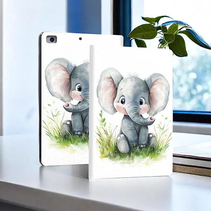 for Microsoft Surface Go 4/3/2/1-10.5" 2021 Tablet Case,Auto Wake/Sleep,Adjustable Stand Protective Cover - Cute Elephant