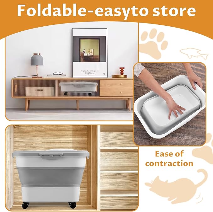 Cat Litter Storage Bin Container with Airtight Lids, Portable Cat Litter Storage Container with Wheels, Kitchen Cereal Rice Leakproof Sealable