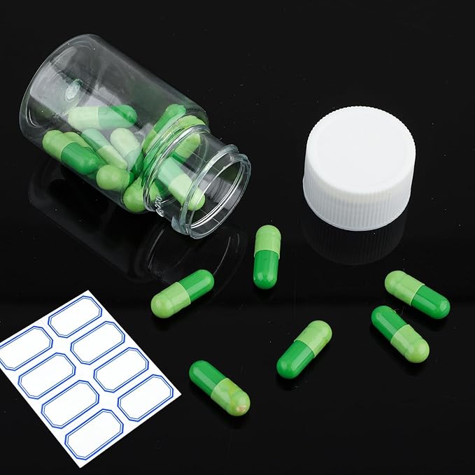 WLLHYF 4Pcs Clear Plastic Pill Bottles, 50ml Empty Medicine Containers with Caps for Liquid Solid Powder