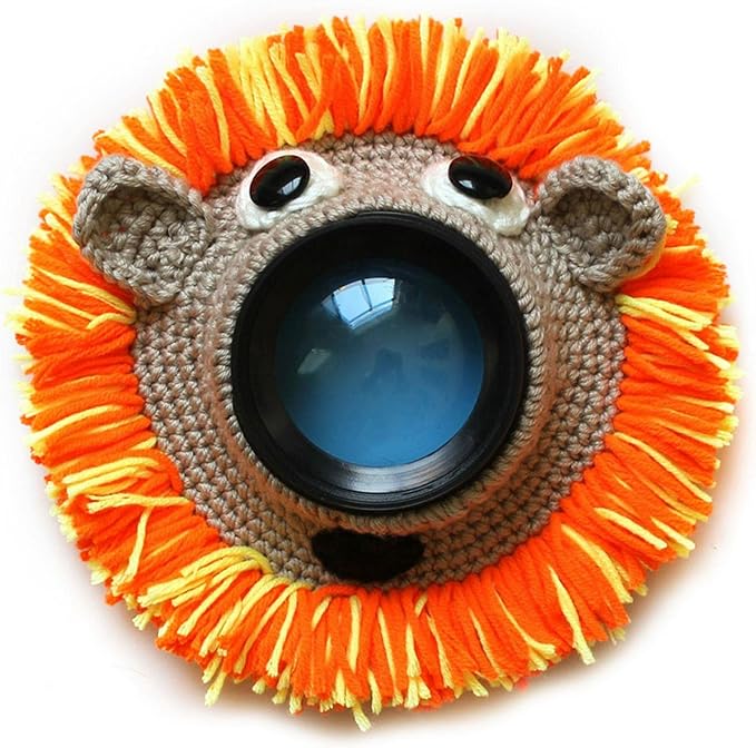 Shutter Hugger, Camera Lens Stand Camera Buddies Shutter Hugger Photography Props, Handmade Pet Knitted Lens Accessories Pet for Portable Video Devices(Color:Orange)
