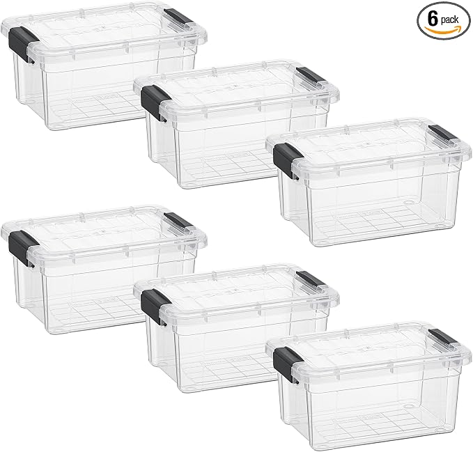 Superio 1.85 Quart Clear Plastic Storage Boxes with Lids, Stackable Organizer Containers, BPA-Free Storage Bins for Home, Office, School & Dorm, 6 Pack